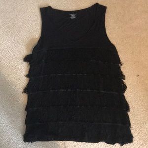 Lane Bryant fun Black Fringe front tank top